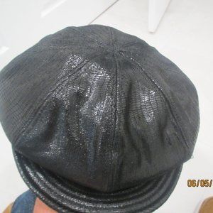 Sharkskin Print on Black Leather Spitfire Cap